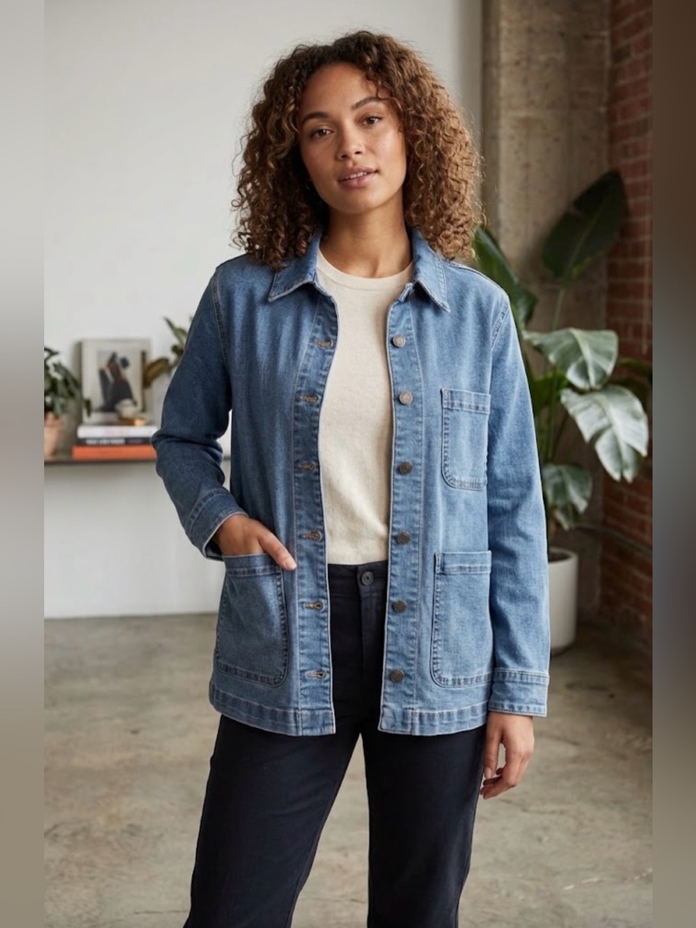 Stretch Denim Chore Jacket M/L Well Worn Brand